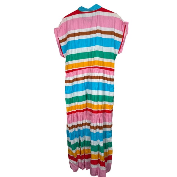 J.Crew Multicolor Striped Maxi Dress Women's Size 16 Shirt Dress - Picture 5 of 7